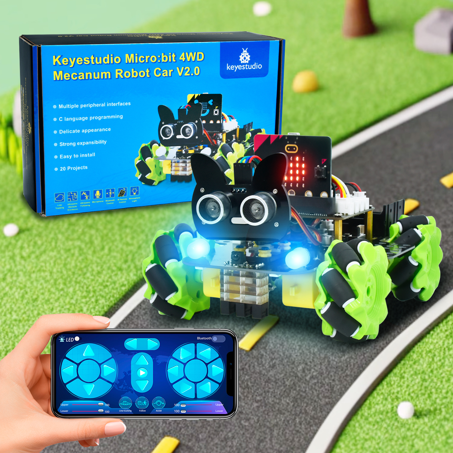 Smart Home Micro Bit - Keyestudio Microbit V2.0 4WD Mecanum Smart