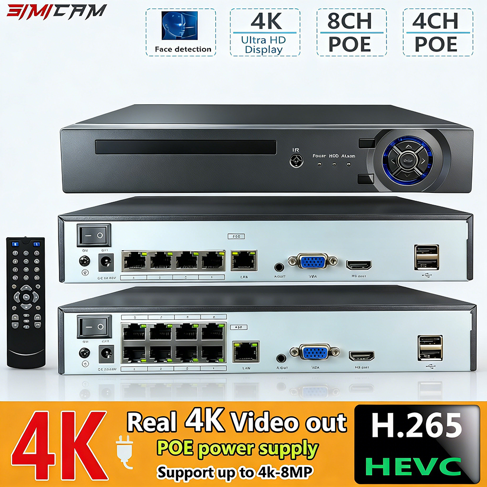 Security Ip Camera - 4K 10CH NVR 4/8Port POE For