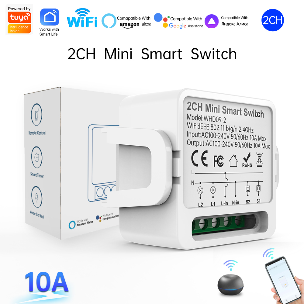 Smart Home Voice Control - 2 Way Tuya smart swtich 2Gang