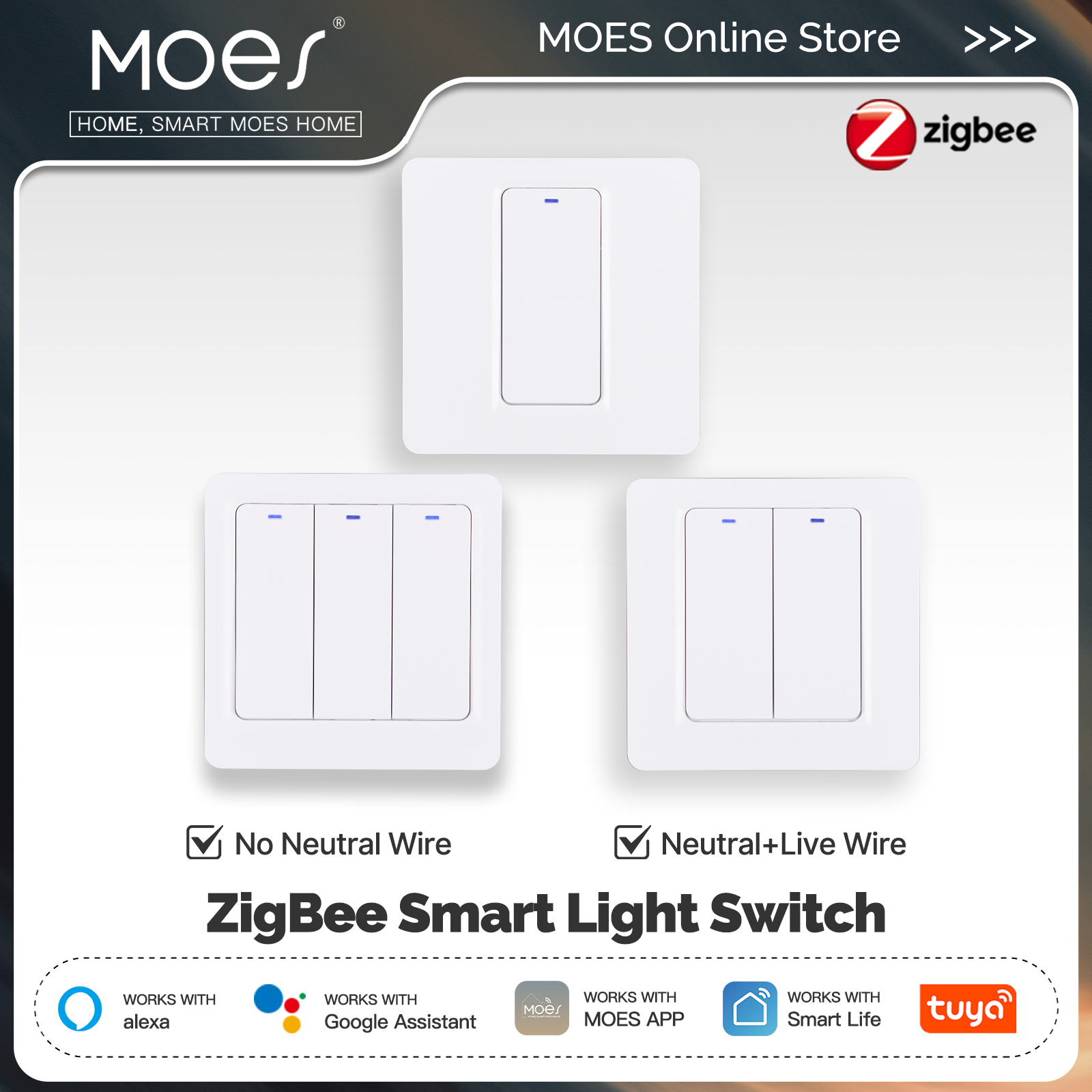 Smart Home Voice Control - MOES ZigBee Smart Light Switch Tuya