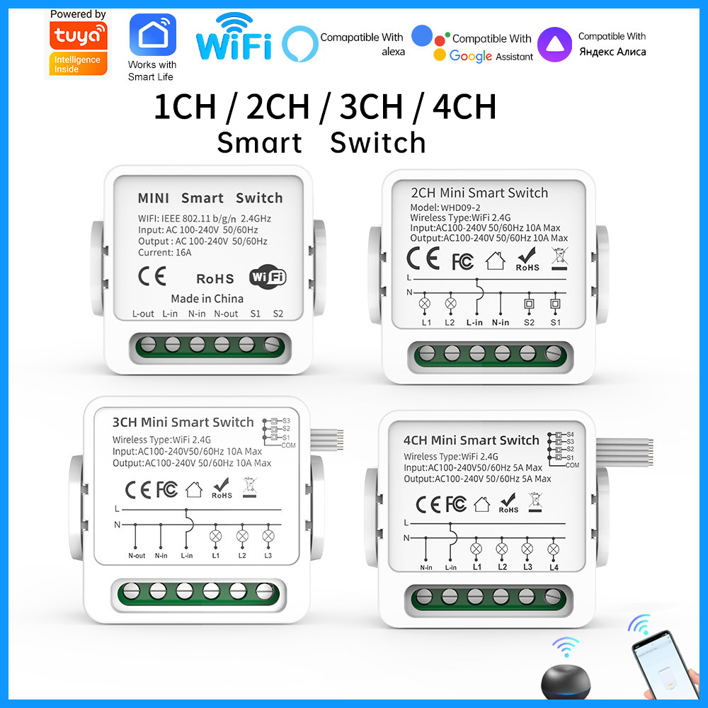 Tuya WiFi Smart Switch 1/2/3/4 – Smart Home Voice Control recenzja i cena
