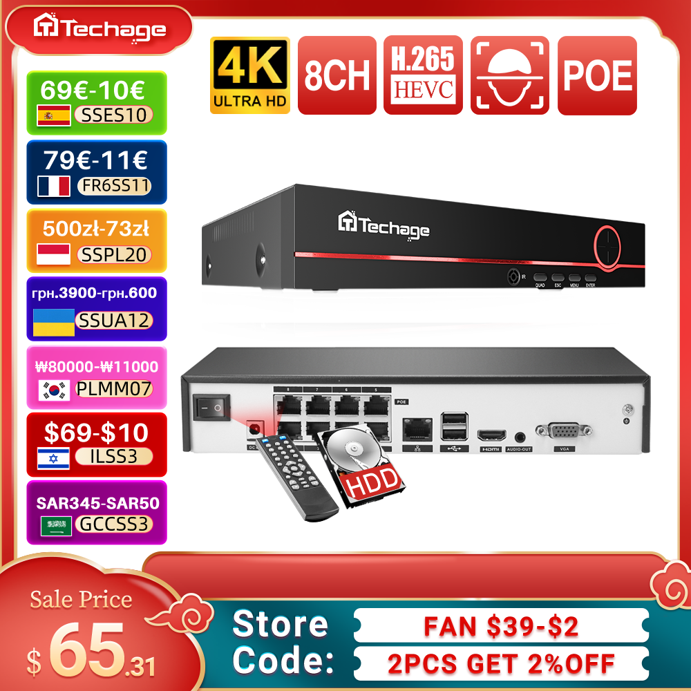 Techage H.265 8CH PoE Network  – Security Ip Camera recenzja i cena