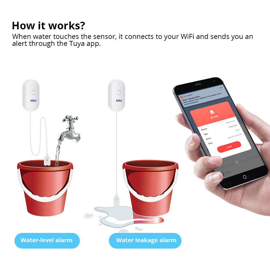 KERUI Smart  WiFi Water Sensor – Wifi Water Sensor recenzja i cena