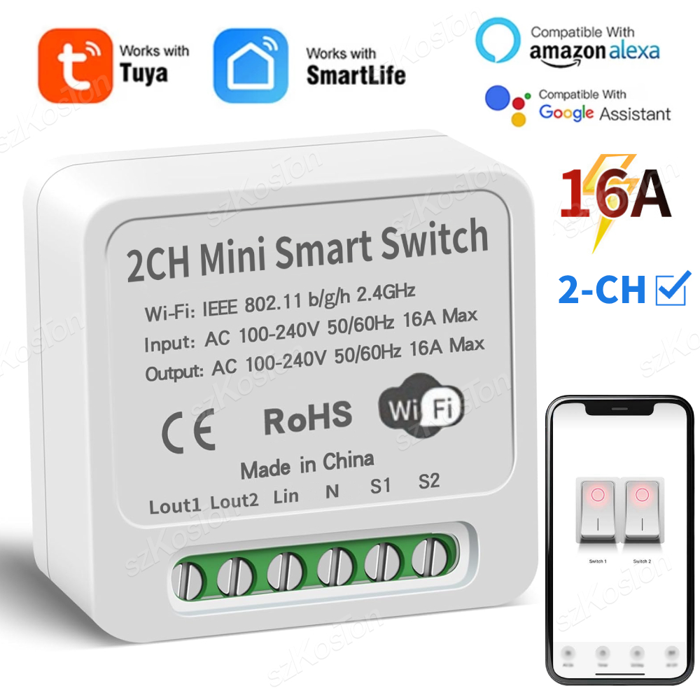 16A Tuya WiFi Smart Switch Mod – Smart Home Voice Control recenzja i cena