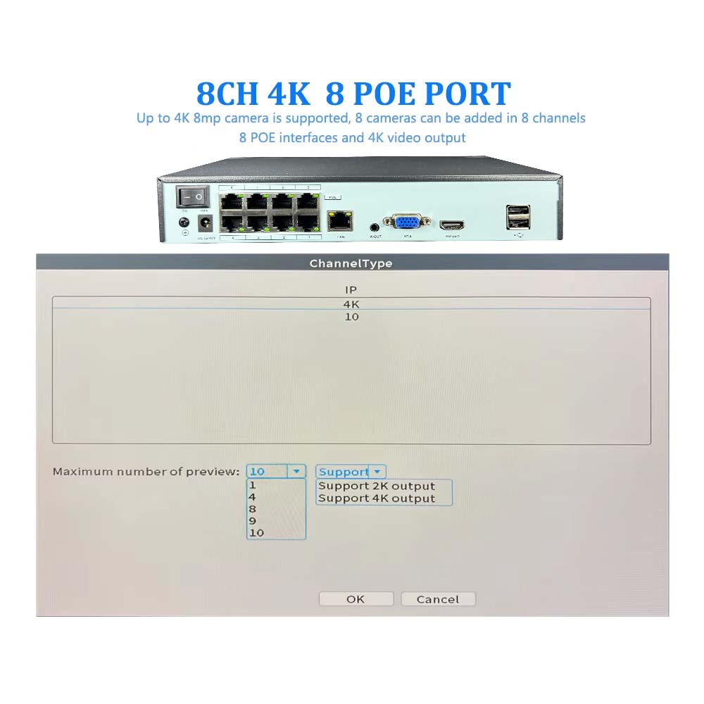 4K 10CH NVR 4/8Port POE For 8M – Security Ip Camera recenzja i cena