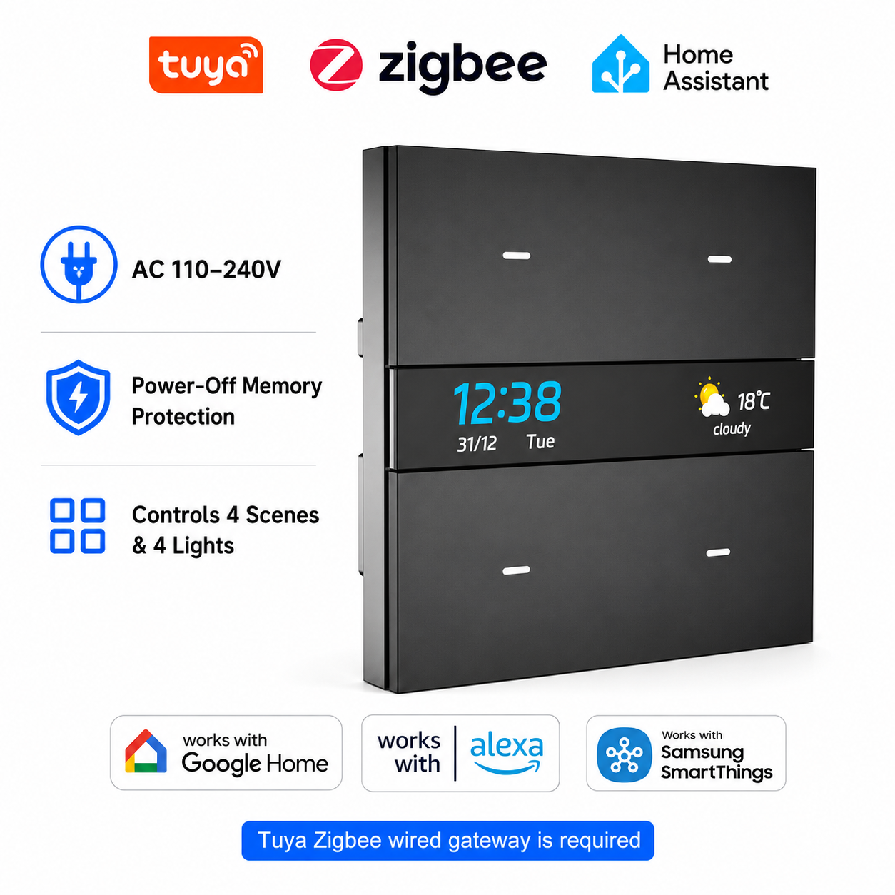 M8 pro Zigbee smart switch pan – Smart Home Voice Control recenzja i cena